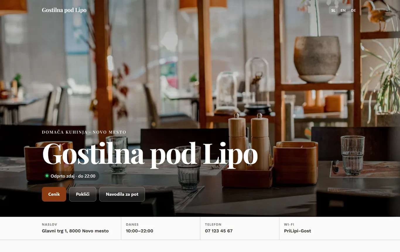 Spletna stran lokala