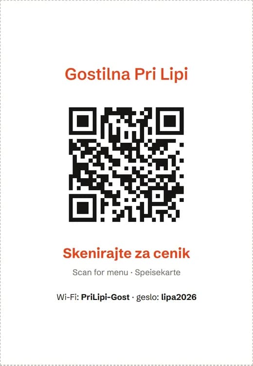 Table QR card for a bar